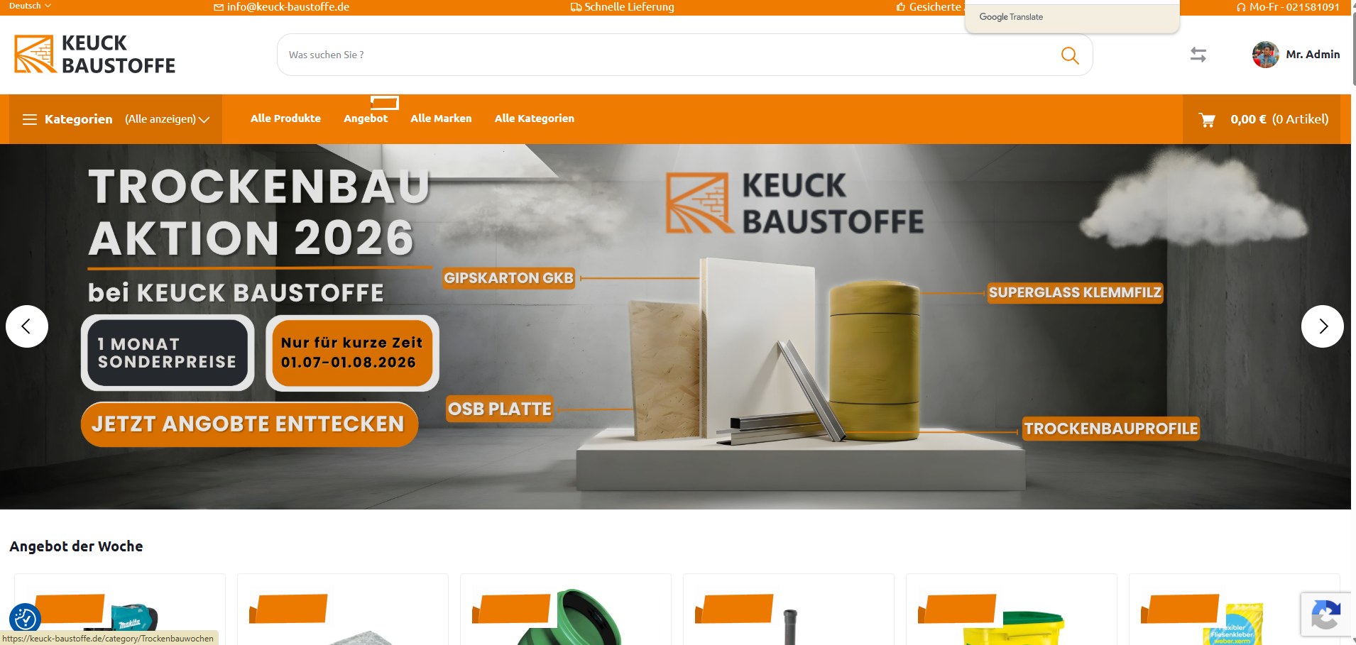 Keuck Baustoffe – E-Commerce-Plattform für Baustoffe